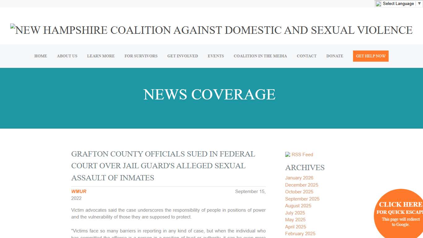 Grafton County officials sued in federal court over jail guard's alleged sexual assault of inmates - New Hampshire Coalition Against Domestic and Sexual Violence