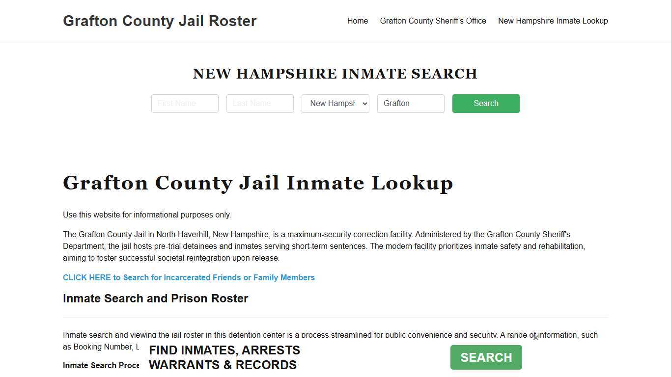 Grafton County Jail Roster Lookup, NH, Inmate Search